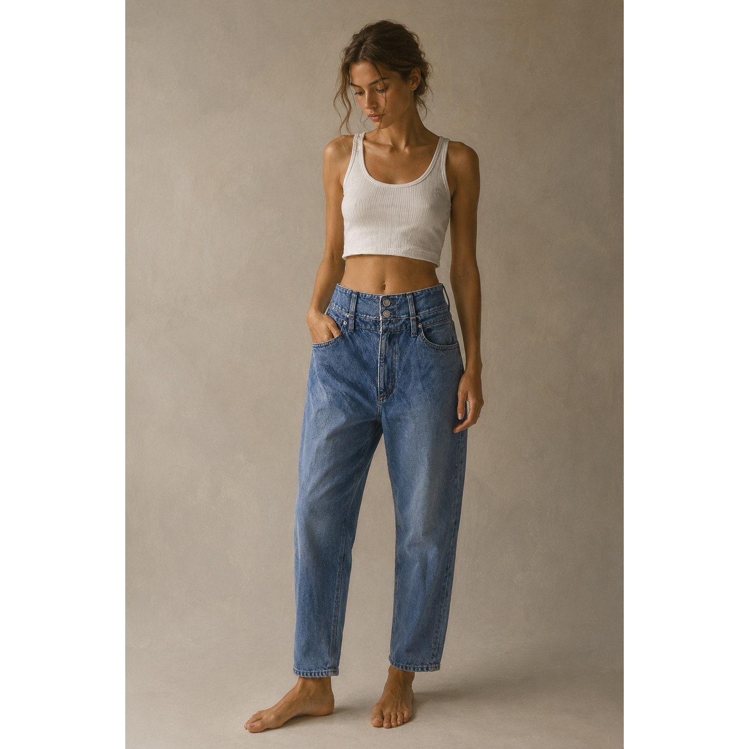 Citizens Of Humanity Size 28 High Rise Slim Straight Jeans Light Wash Distressed